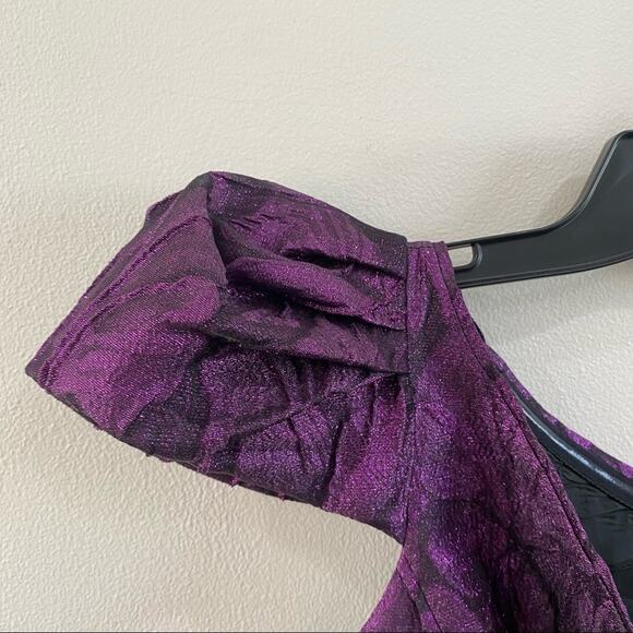 Aidan Mattox One Shoulder Purple Jacquard Gown Formal Evening Maxi Dress Sz 10 - Picture 5 of 12
